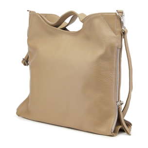 Borse Donna colore Beige-in pelle Made in Italy 39x33x13cm