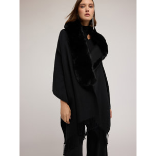 Motivi - Poncho de paño con flecos - Negro