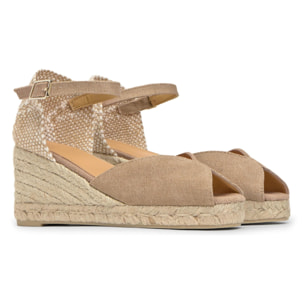 Alpargatas de mujer Bianca en algodón acabado lavado, cierre mediante lazada