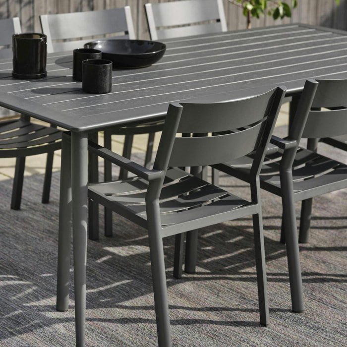 Chaise de jardin avec accoudoirs en aluminium gris ardoise (lot de 2) STOCKHOLM