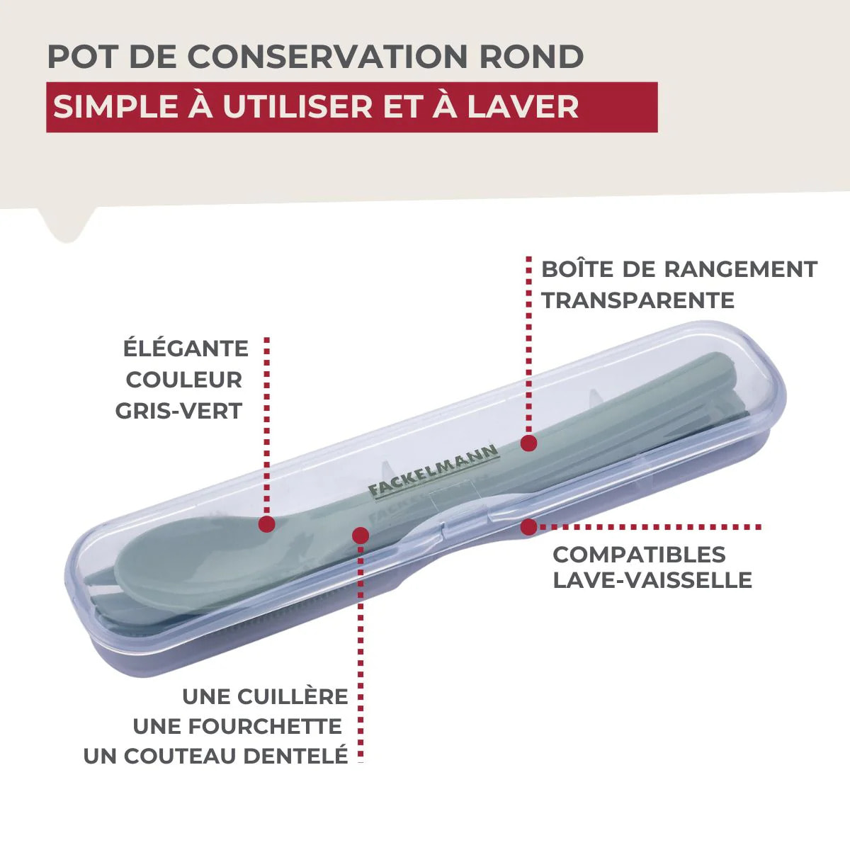 Boîte de 3 couverts réemployables Fackelmann Storage