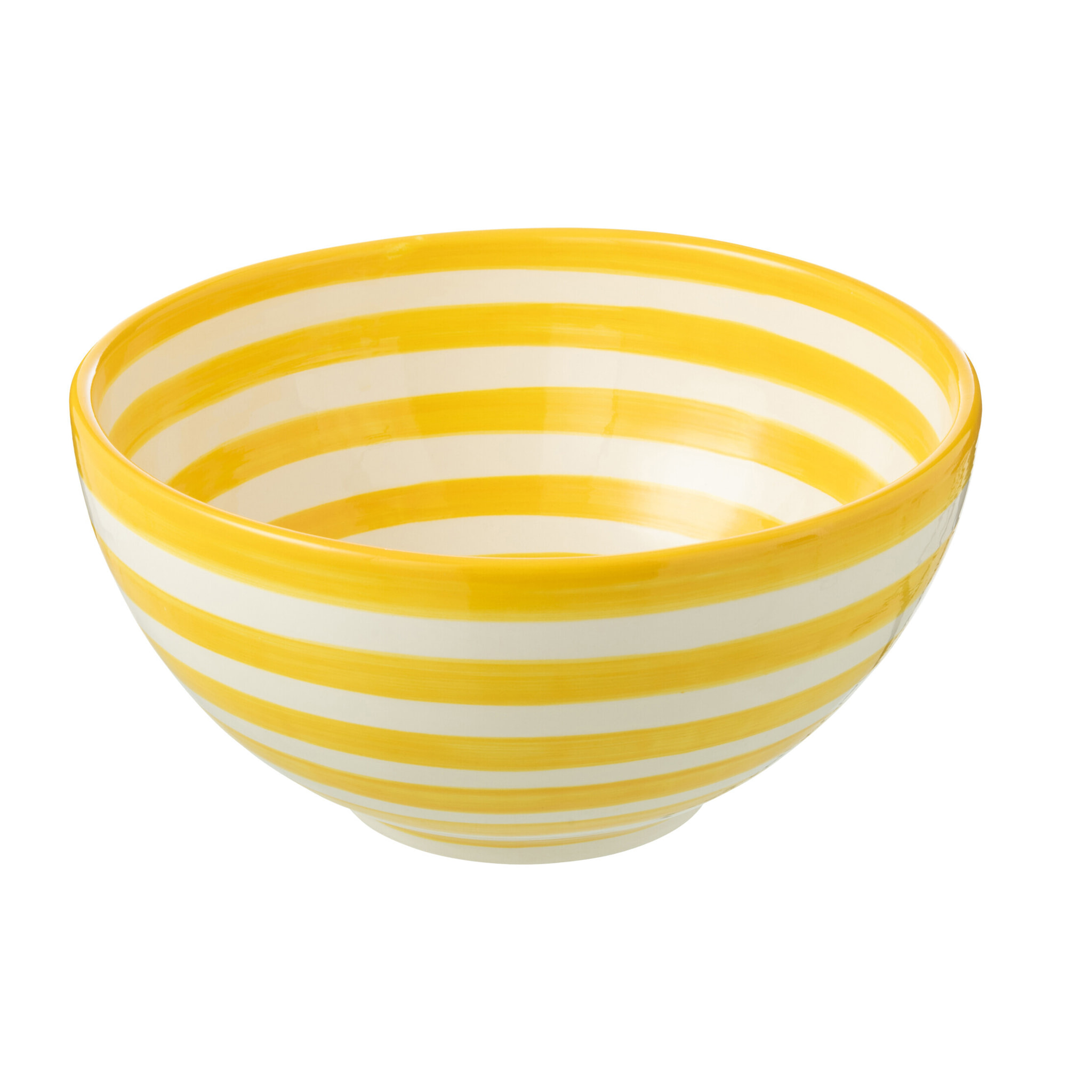 J-Line bol Granada Stripes High - céramique - blanc/jaune - large - Ø 28 cm