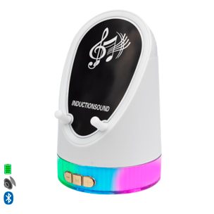 Altavoz H48 con tecnología de inducción inteligente que amplifica el sonido al colocar el móvil encima. Con Bluetooth y luces LED multicolor.