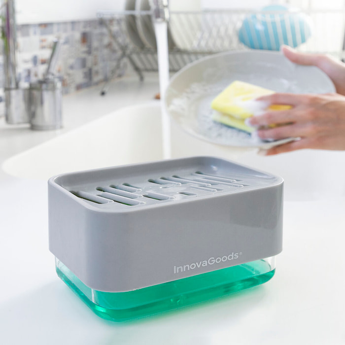 Dispenser di Sapone 2 in 1 per Lavandino Pushoap InnovaGoods