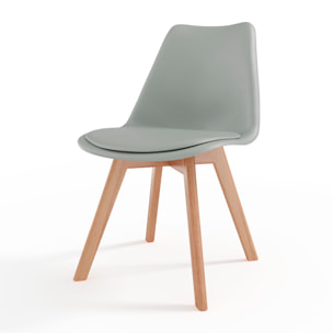 Set Di 4 Sedie Per Sala Da Pranzo Ufficio Con Gambe Faggio Legno Massello Massiccio Stile Nordico Scandinavo Seduta Imbottita Soggiorno Sala Grigio