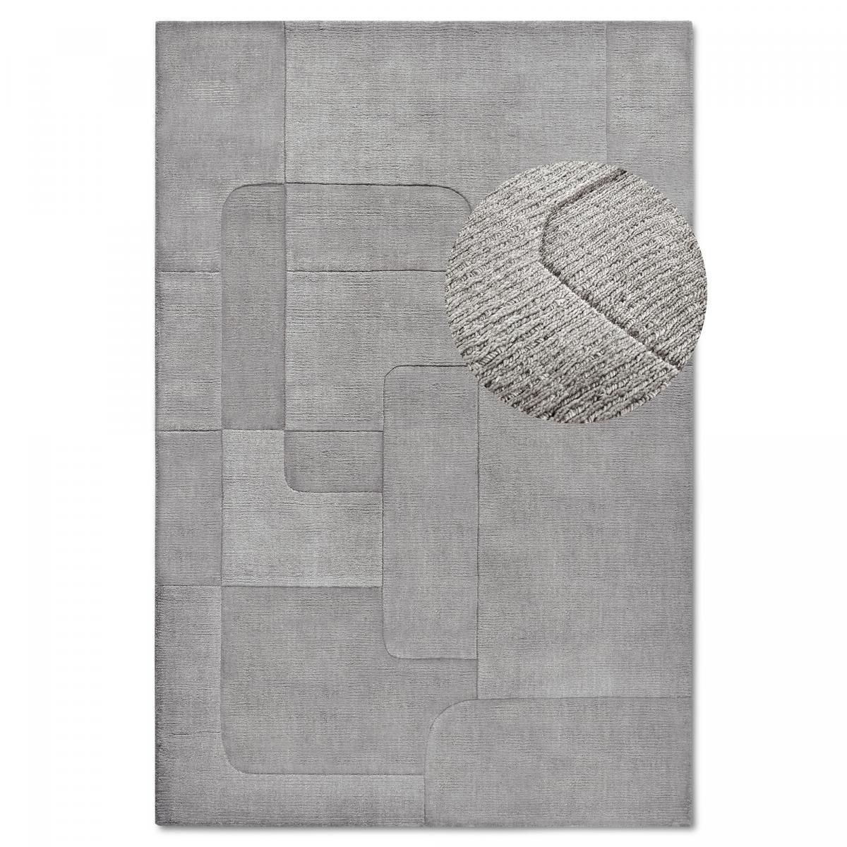 Tapis salon géométrique, laine tissé main, confort authentique