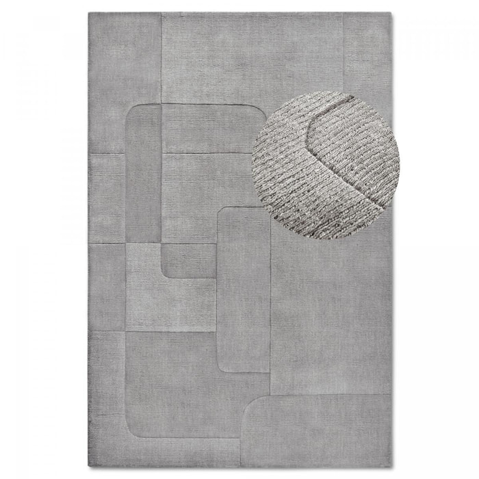 Tapis salon géométrique, laine tissé main, confort authentique