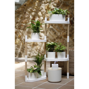 Estantería para plantas modular y personalizable con riego automático por goteo ; color blanco; 4 bandejas