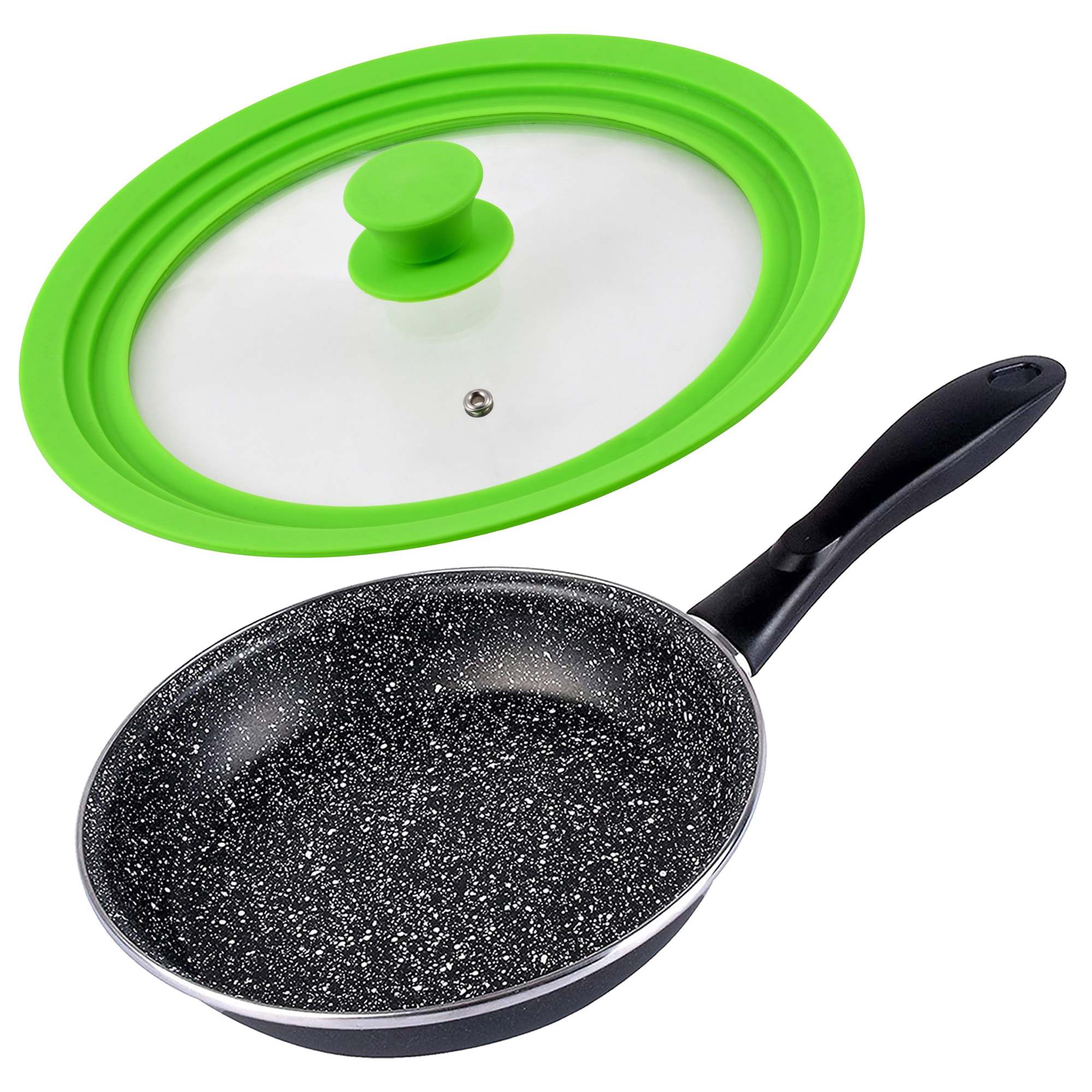 Magefesa K2 GRANSASSO sartén 24, acero esmaltado vitrificado, en gris, inducción y lavavajillas acompañada de tapa de cristal con silicona, apta para