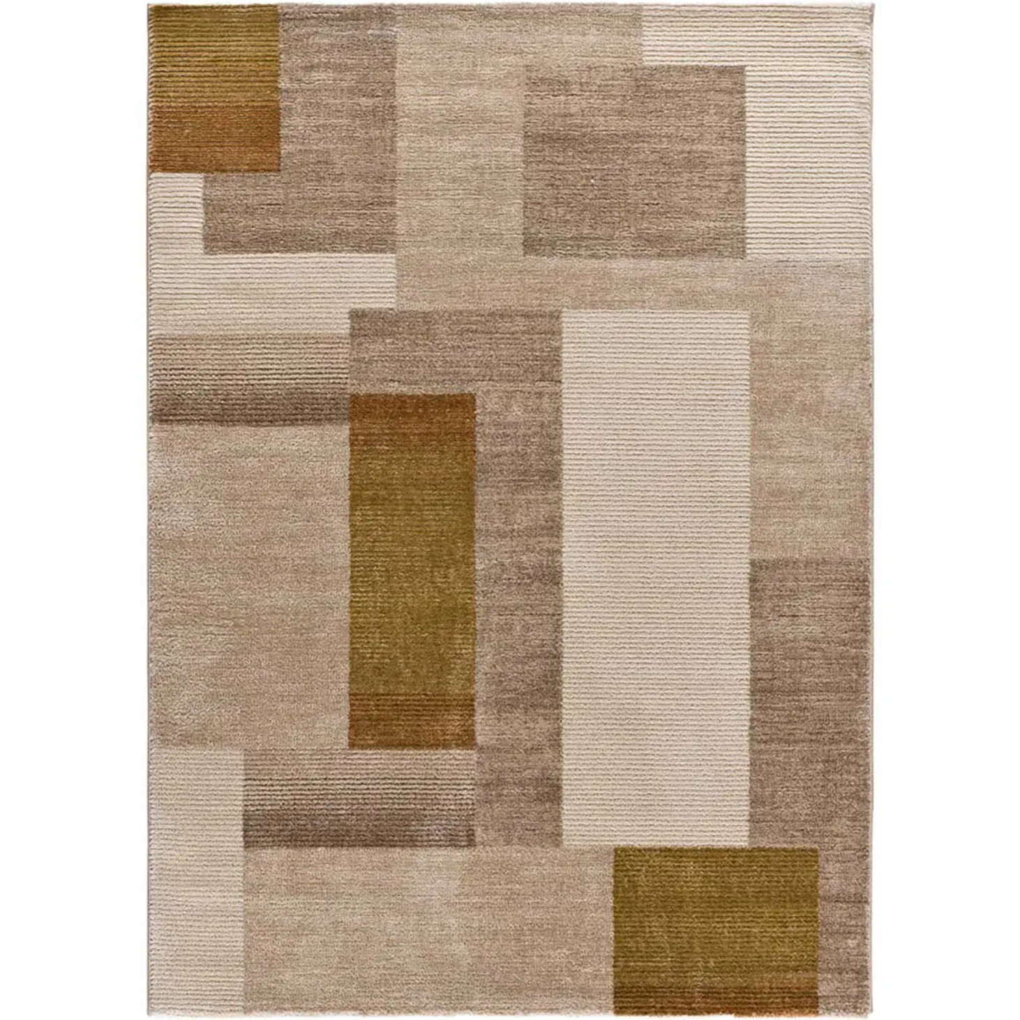 MELFI Alfombra geométrica con relieve en tonos cobrizos, varias medidas disponibles