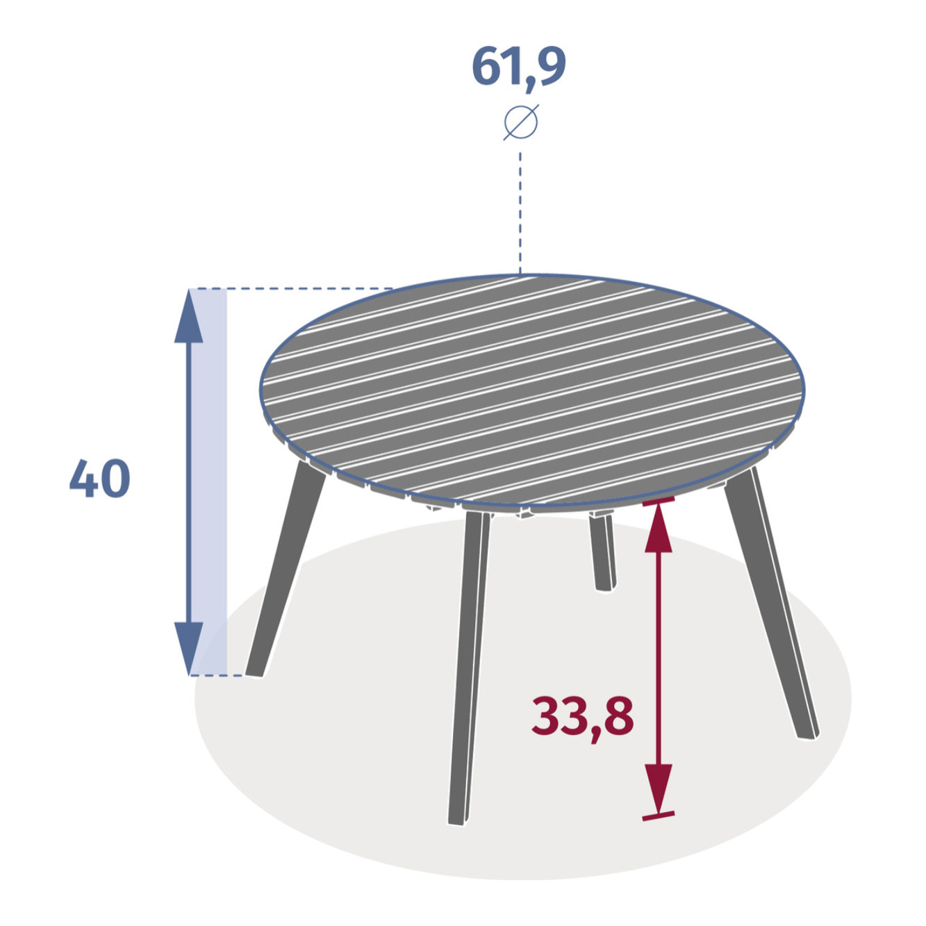 Table d'appoint de jardin ronde "Olvinia" acacia 67x40cm