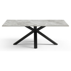 Table basse en céramique 120x60cm gris brillant - 7 piètements - UNIK