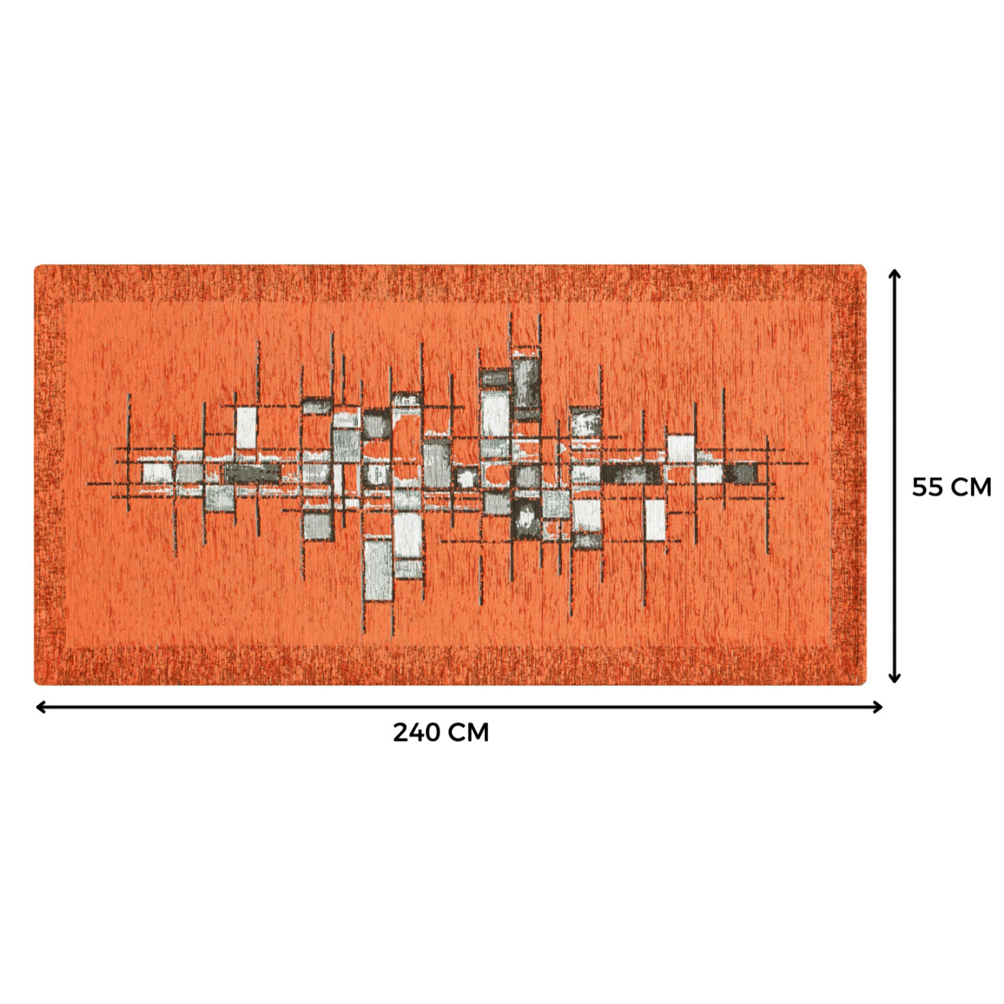 Tappeto Jacquard Ideale Cucina Ingresso Made In Italy Antiscivolo, Lavabile, Morbido Disegno Pixel Arancio By Suardi