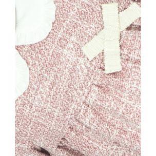 VESTIDO BEBÉ TWEED ROSA CON CUELLO BLANCO Y LAZO