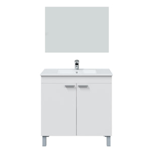 Mueble baño lupe 2p 80cm color blanco brillo con espejo, sin lavabo