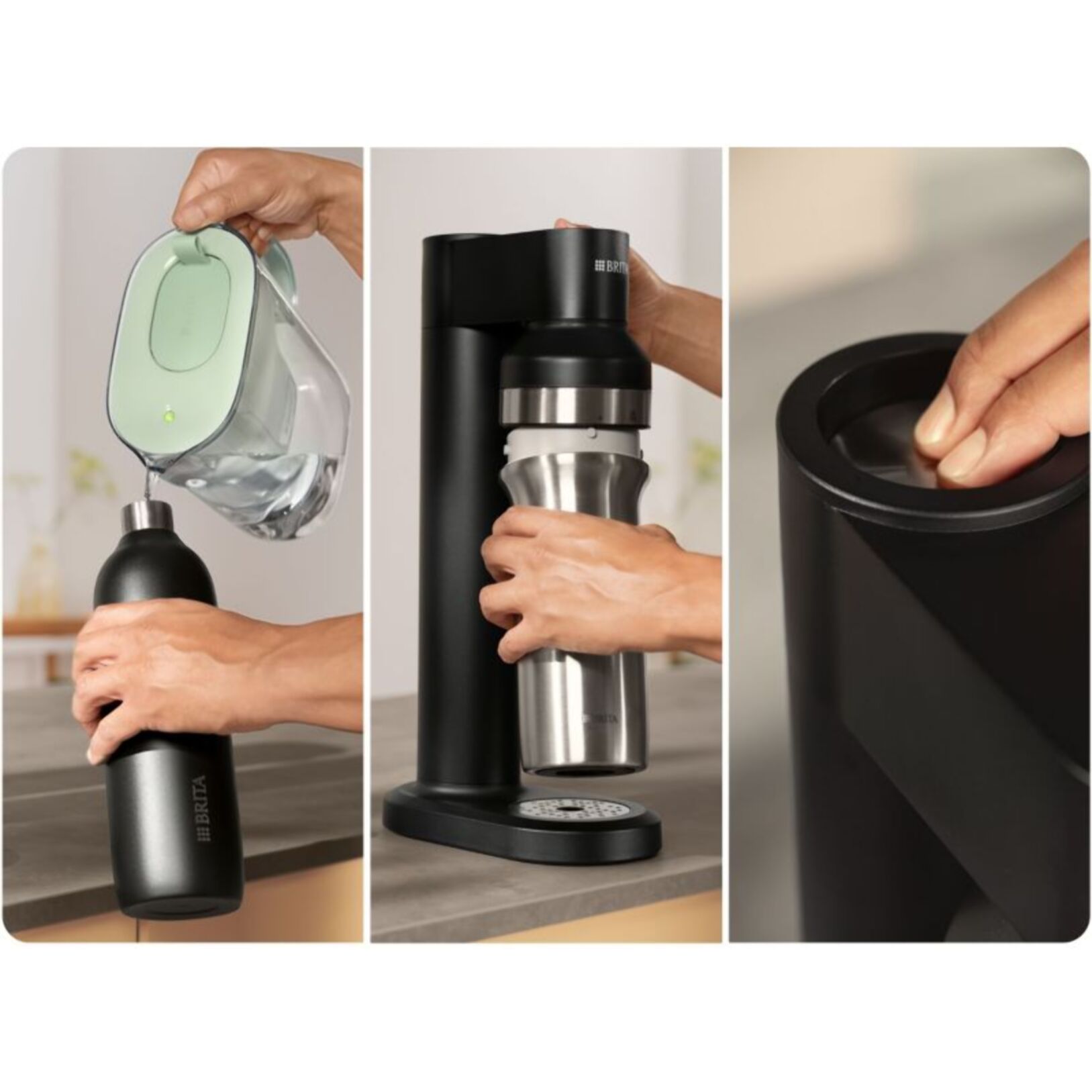 Bouteille isotherme BRITA isotherme noire sodaTRIO 1L