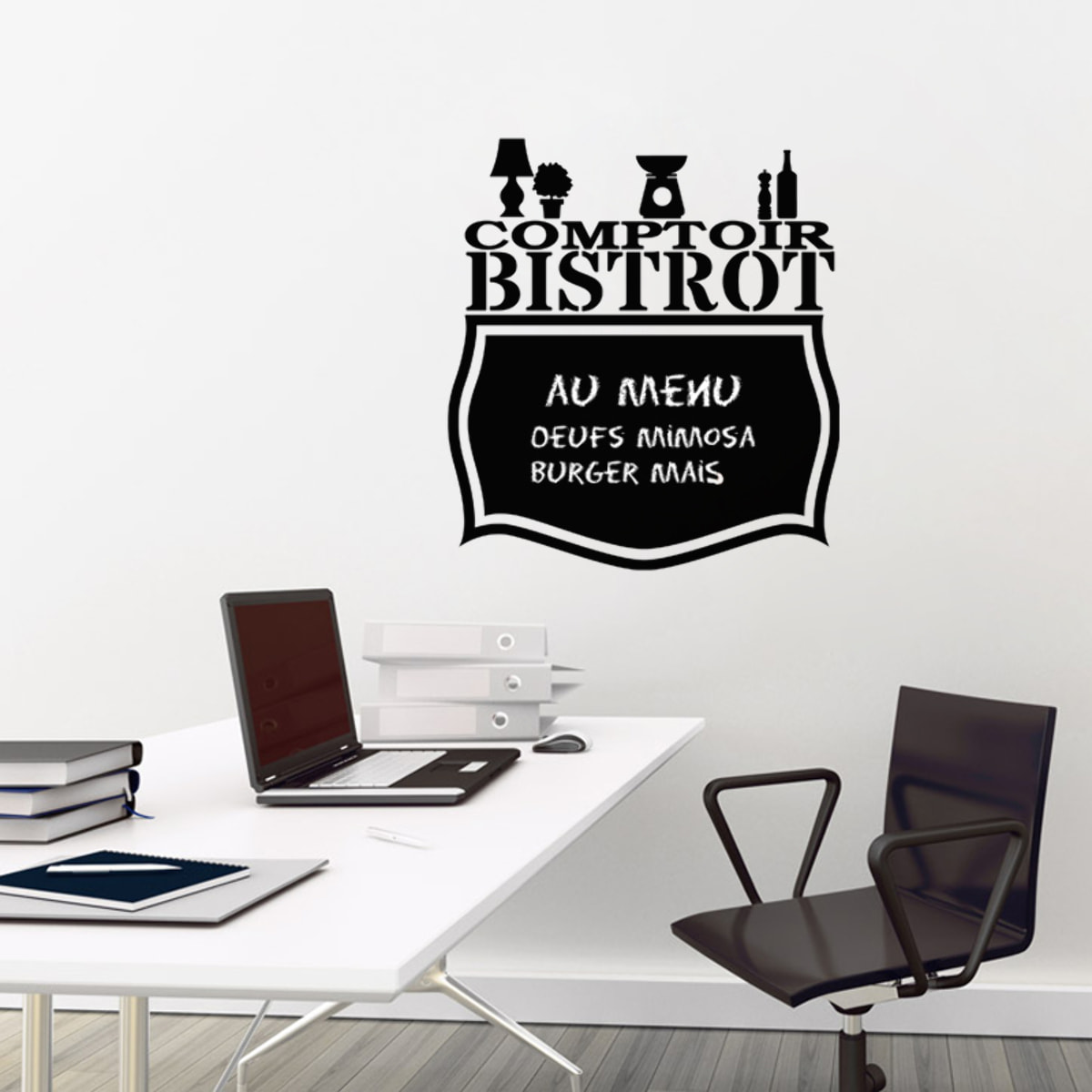 Sticker ardoise tableau noir - stickers muraux adhésif effaçable - COMPTOIR BISTROT