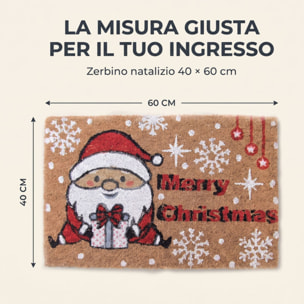 Zerbino natalizio Babbo Natale Merry Christmas in cocco e PVC - Multicolore