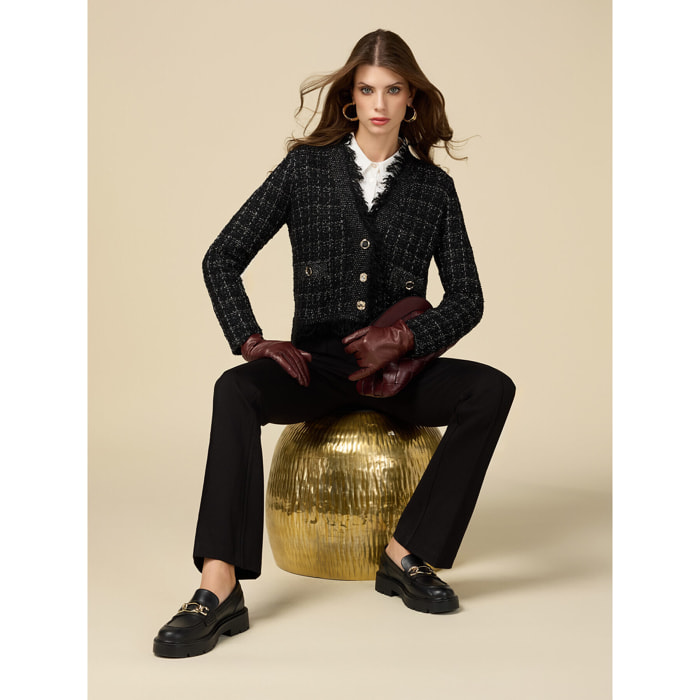 Oltre - Flared trousers in Milan stitch - Negro