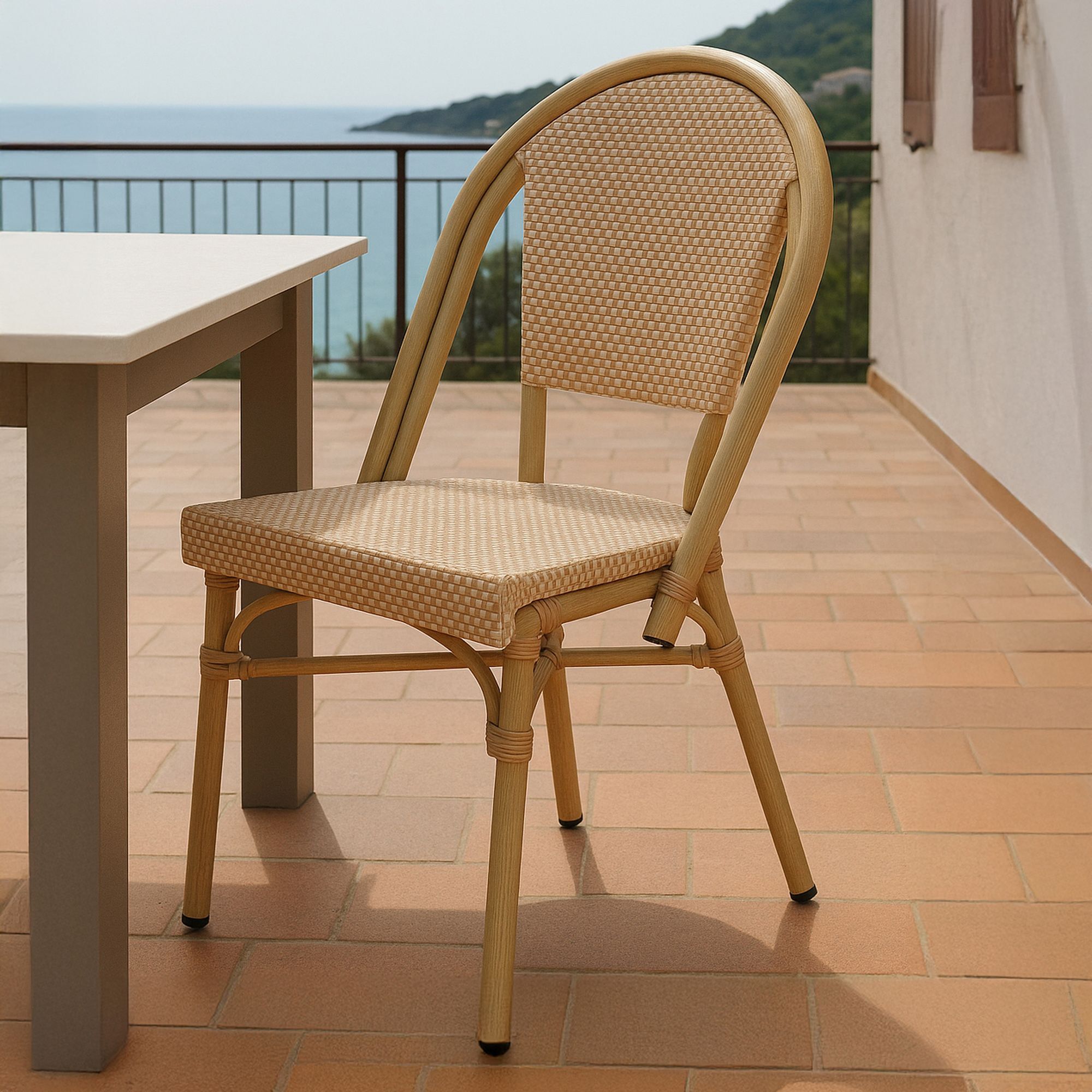 Lot de 2 chaises d'extérieur beige avec structure aluminium AMALFI