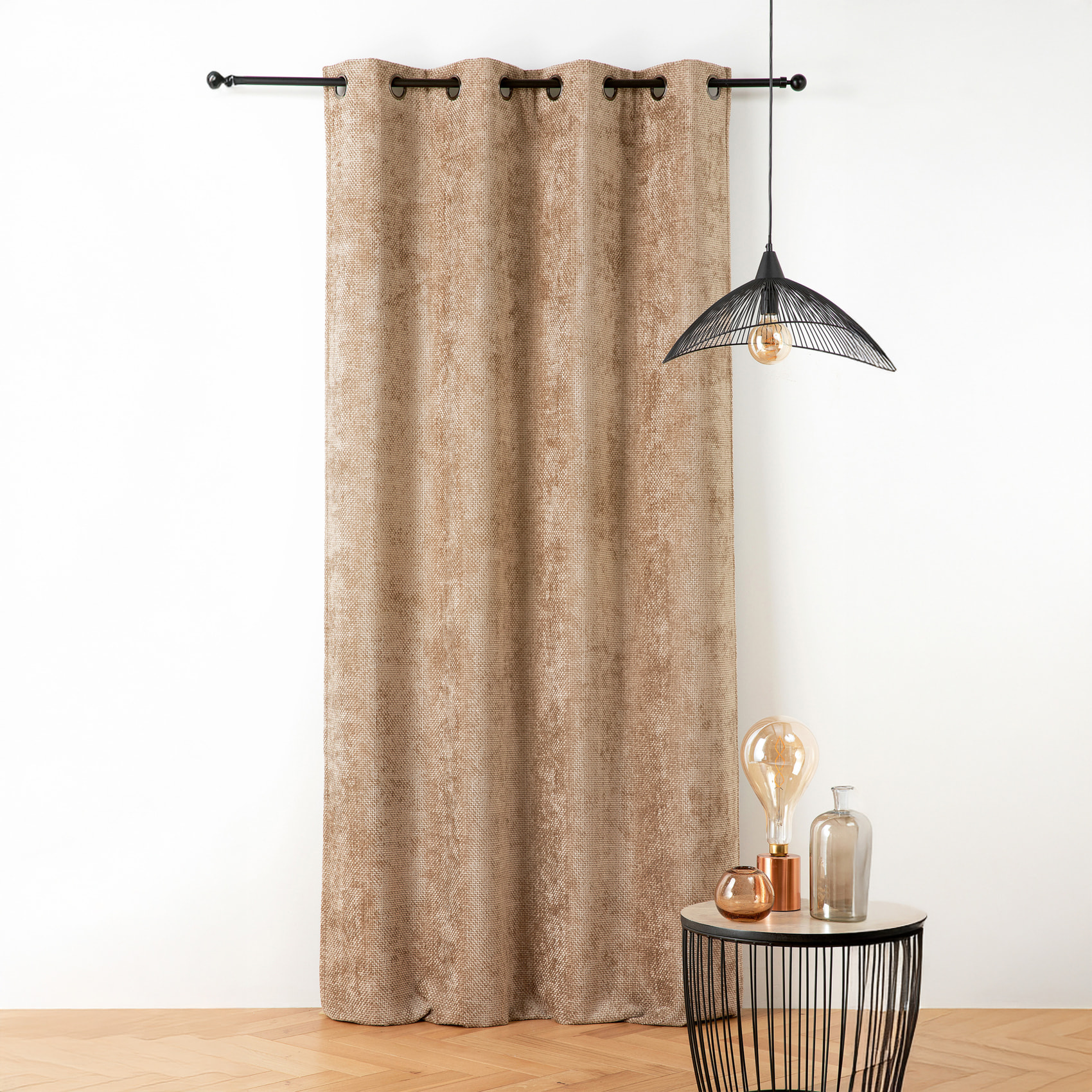 Rideau thermique et phonique velours chenille - Beige Chamois