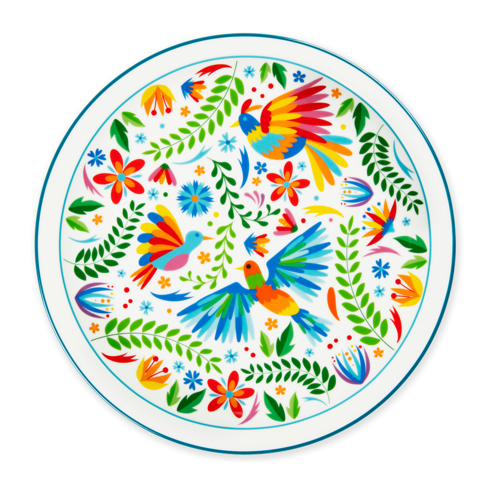 Set de 4 Assiettes à Pizza Excelsa – Mexican Flowers, Porcelaine Multicolore