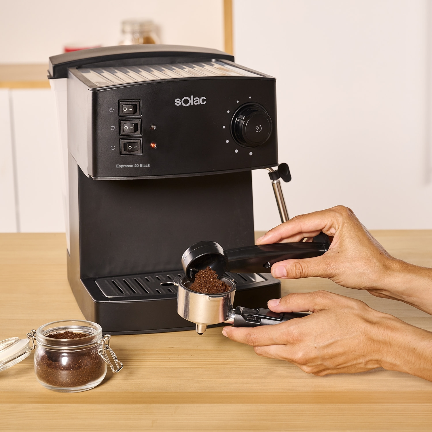 Solac - Cafetera Espresso Espresso 20 Black 850 W