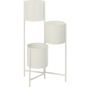 J-Line Cache-pot 3 pots  - métal - blanc