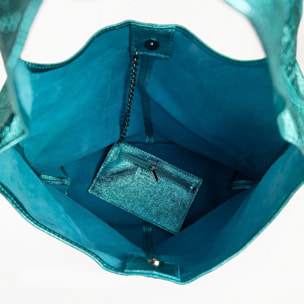 Borse Donna colore Blu-in pelle Made in Italy 43X35X8cm