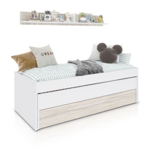 Cama doble juvenil con estante Nuit Blanco Artik (Blanco Mate) – Blanco Velho