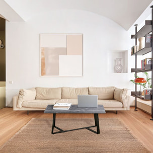 Coffee table stile moderno con marmo grigio scuro 90x55x35 cm - Valencia