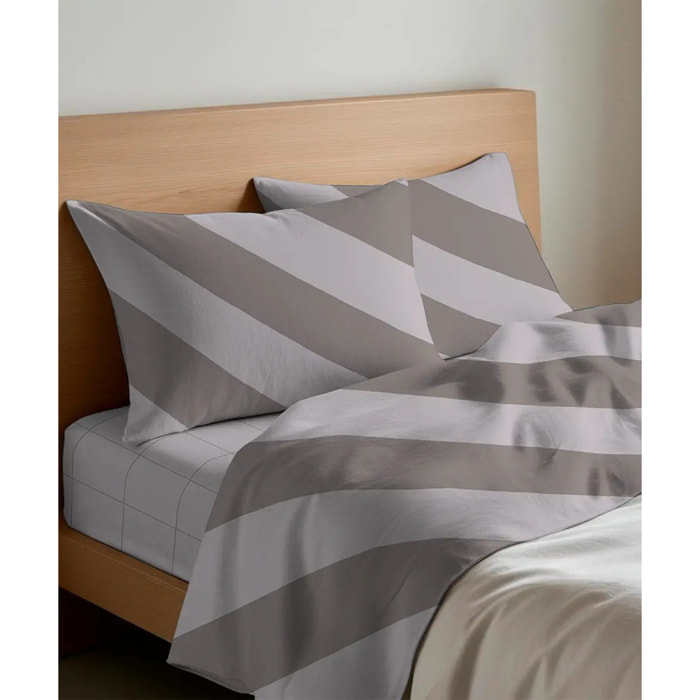 Completo Lenzuola ELITE BEIGE 100% Cotone e Made in Italy a righe moderno