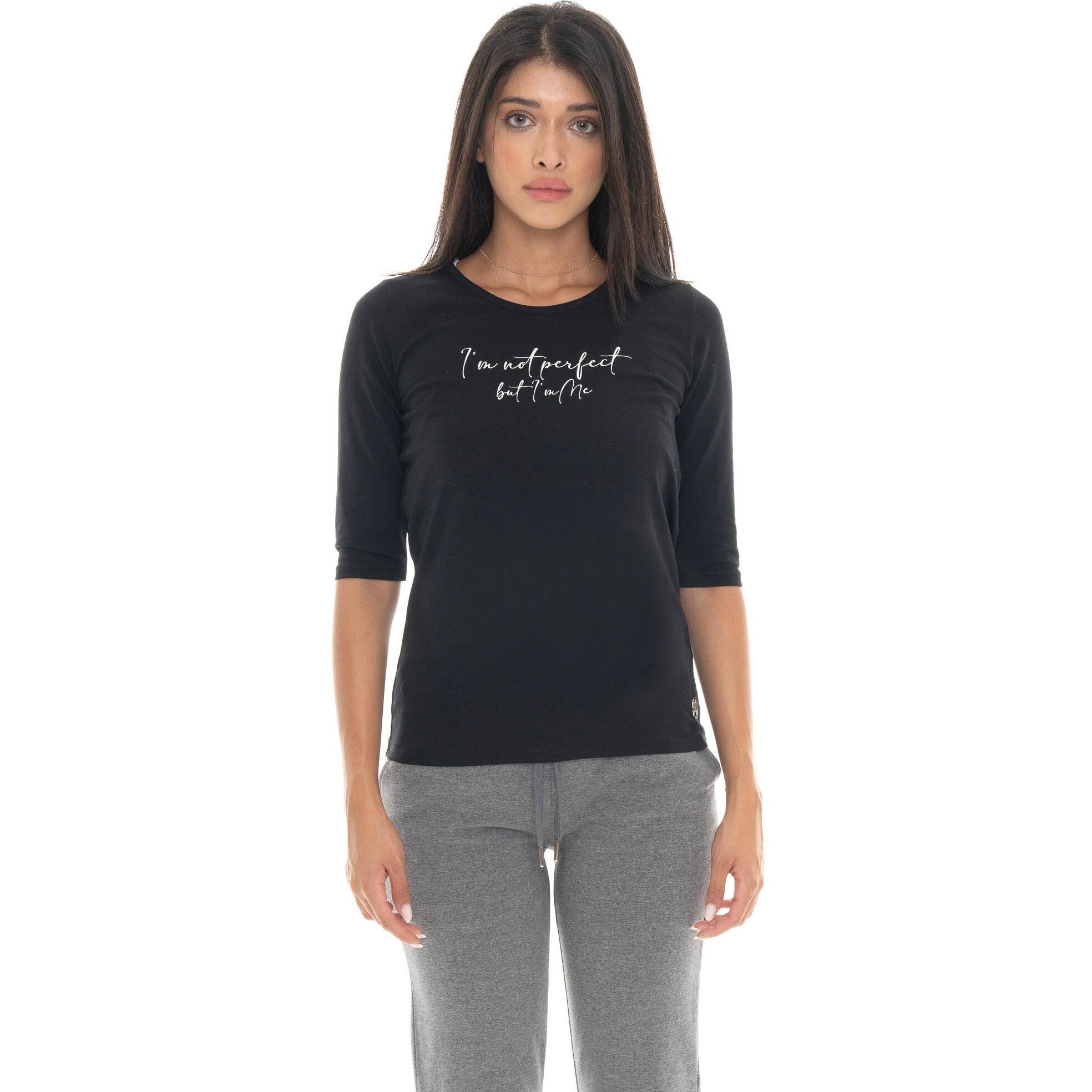 Camiseta de algodón elástico con mangas 3/4 para mujer Leone 1947 Braid