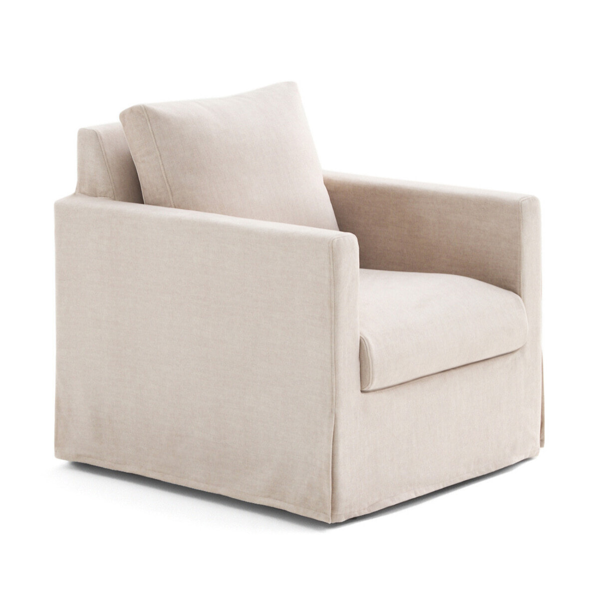 Serena - fauteuil déhoussable en velours - Beige