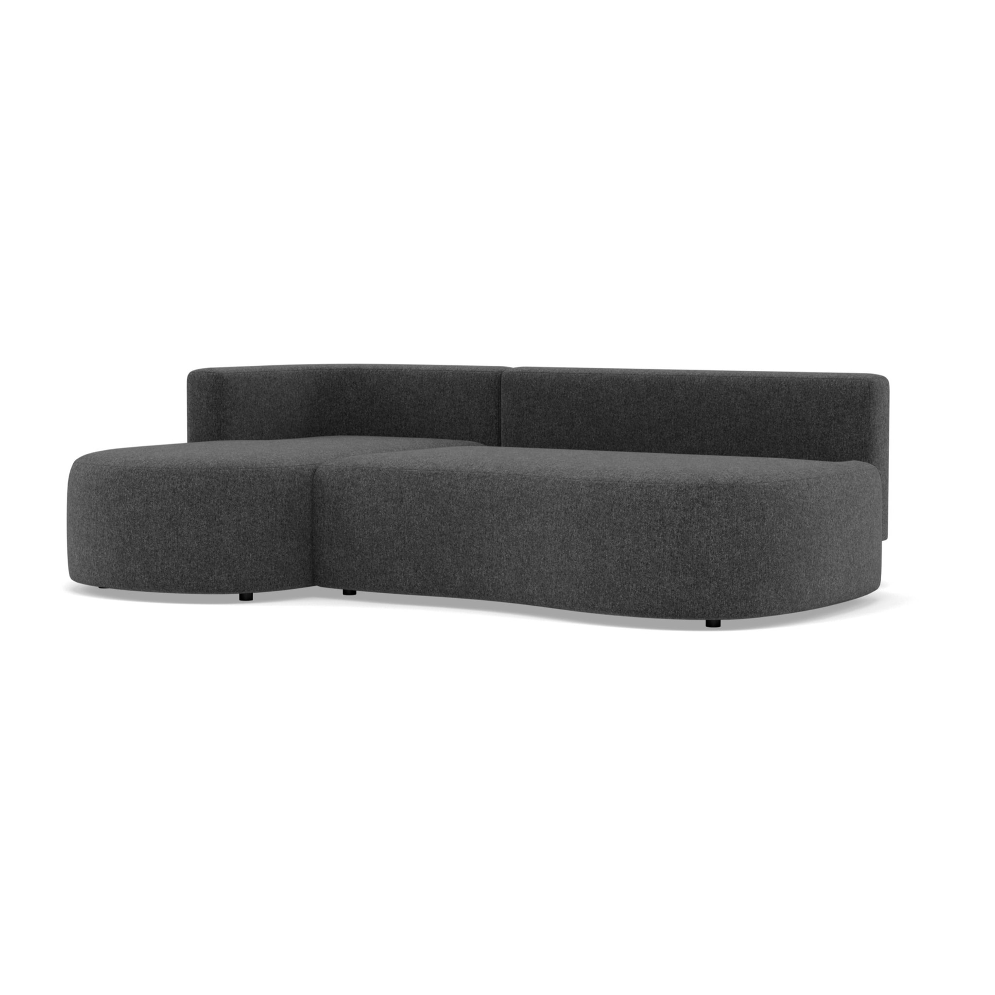 Mahina - canapé d'angle gauche 4 places convertible avec coffre en tissu texturé - Gris Anthracite