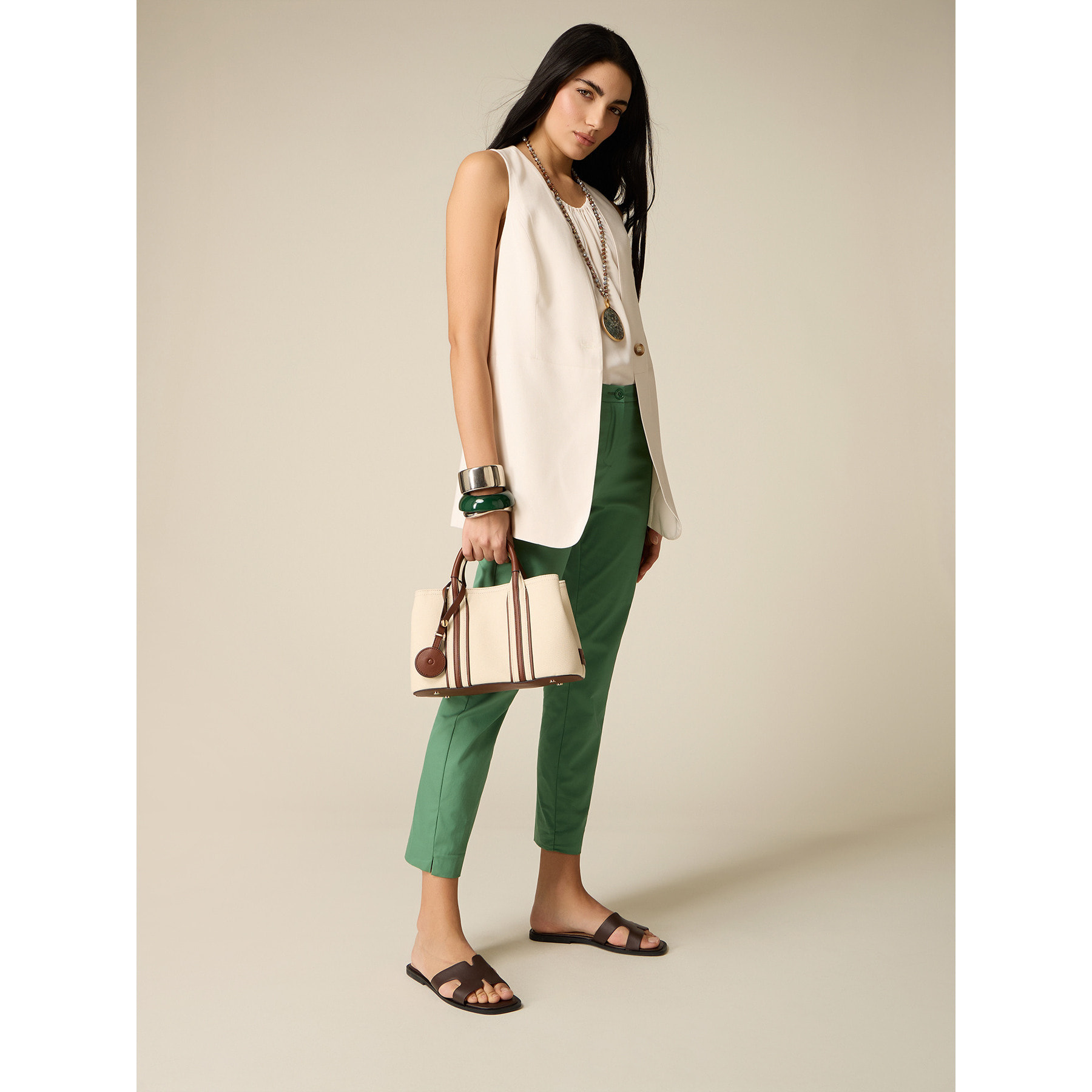 Oltre - Pantaloni chinos cotone - Verde