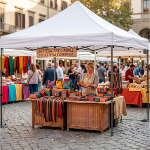 Gazebo Professionale 3x3 M Richiudibile Automatico In Acciaio Con Telo Oxford 1200D PVC Impermeabile e Anti UV A Fisarmonica con Sacche Bianco