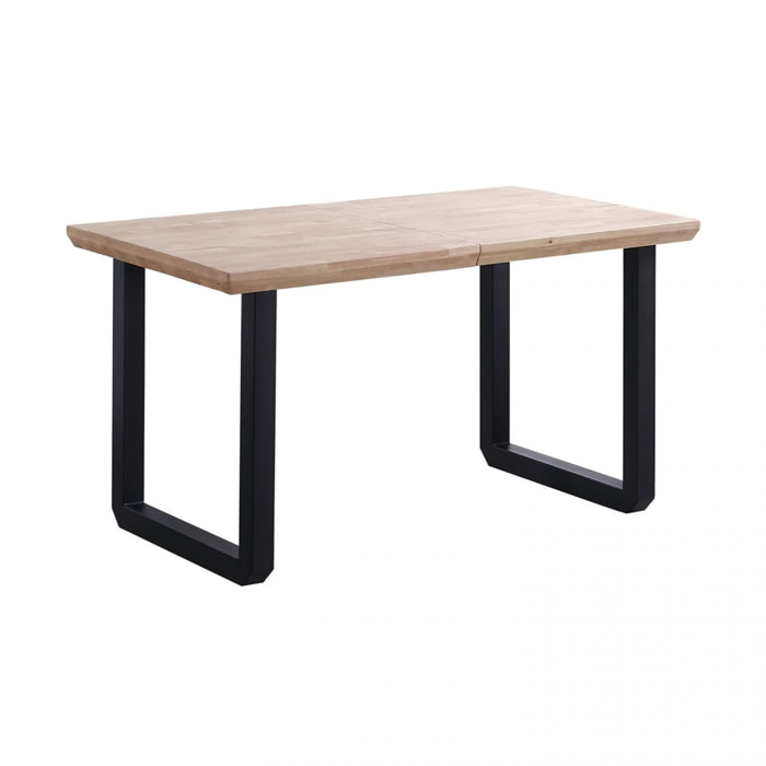 Mesa de comedor extensible con patas metálicas en negro y roble 140-220x80cm Roma Negro - Roble