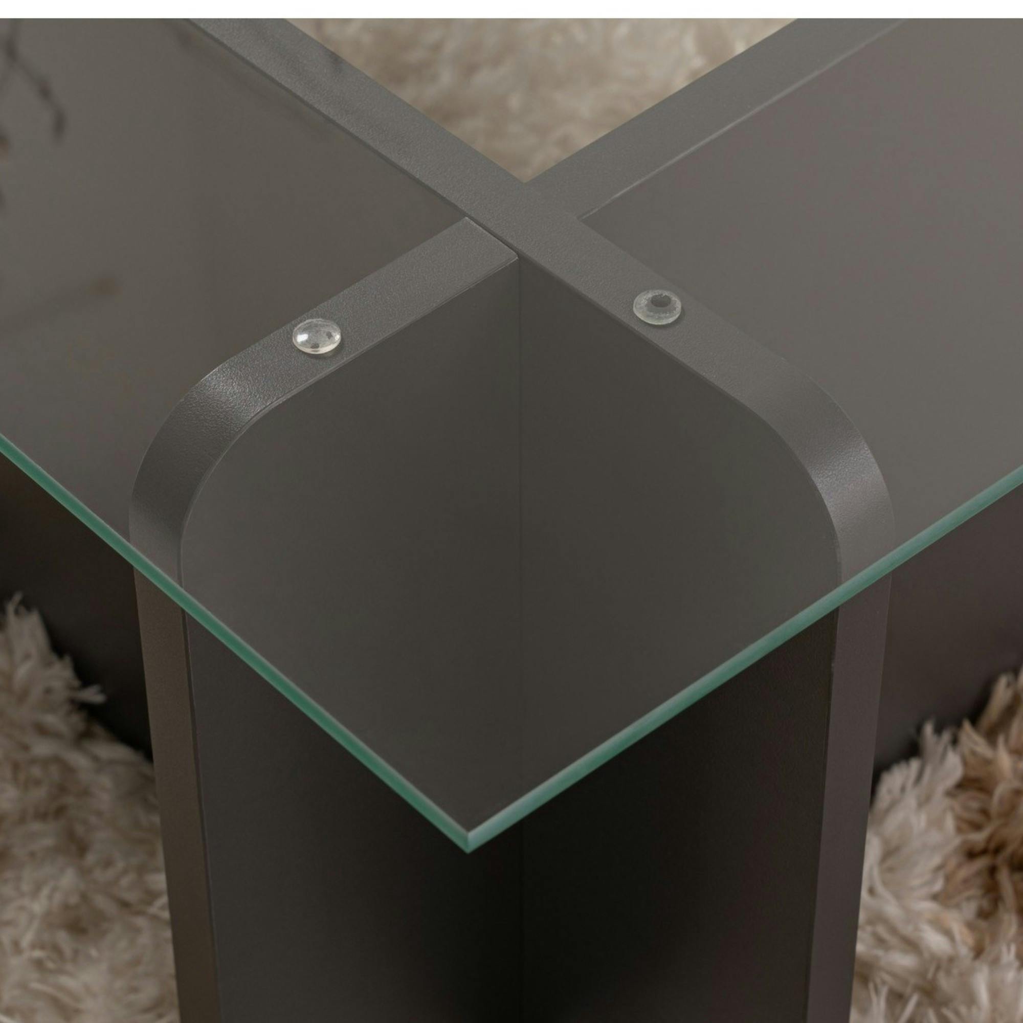 Table basse verre déstructurée – base gris anthracite SALTA