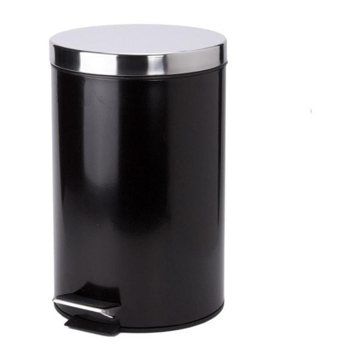 Poubelle à pédale Inox 12L Noir MSV