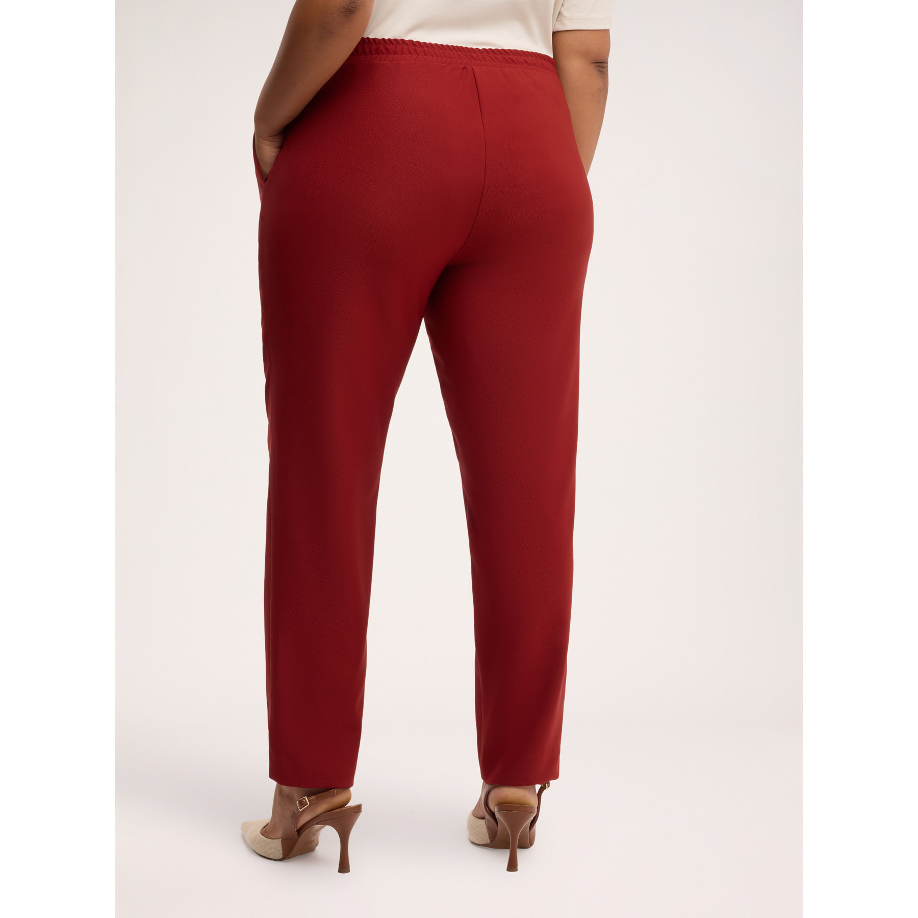 Fiorella Rubino - Pantaloni gamba dritta con coulisse - Marrone