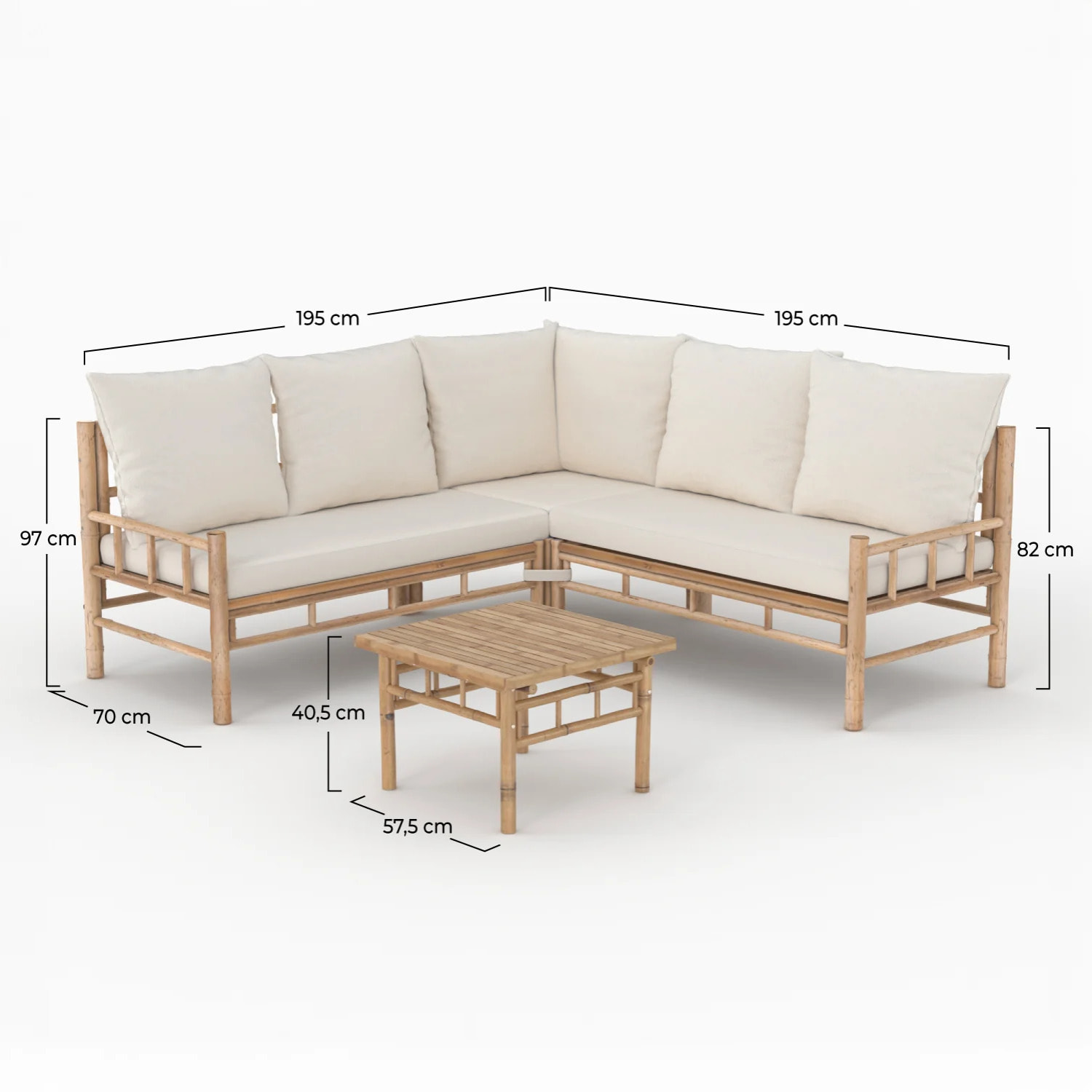 Salon de jardin 5 personnes en bambou - Vadella