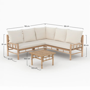 Salon de jardin 5 personnes en bambou - Vadella