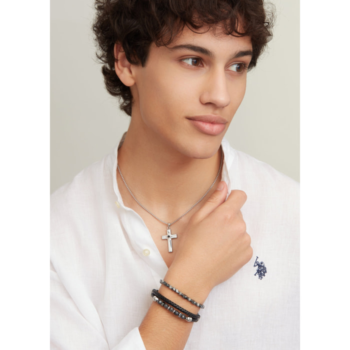 Bracciale U.S. Polo Assn. In acciaio con pietre