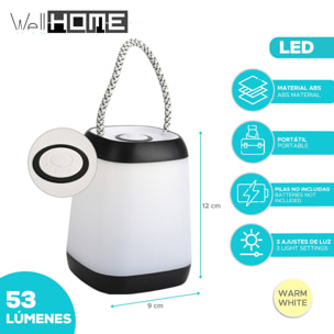 Well Home Lámpara de Sobremesa Portátil LED con Cuerda - 3 Funciones en Luz Amarilla Cálida 9x9x12cm