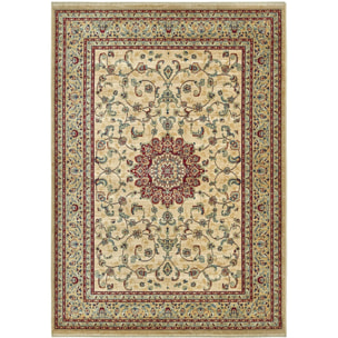 Tappeto Stile Persiano Disegno Medaglione Beige