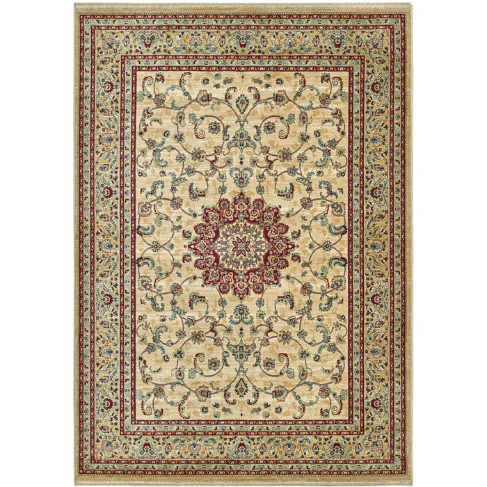 Tappeto Stile Persiano Disegno Medaglione Beige