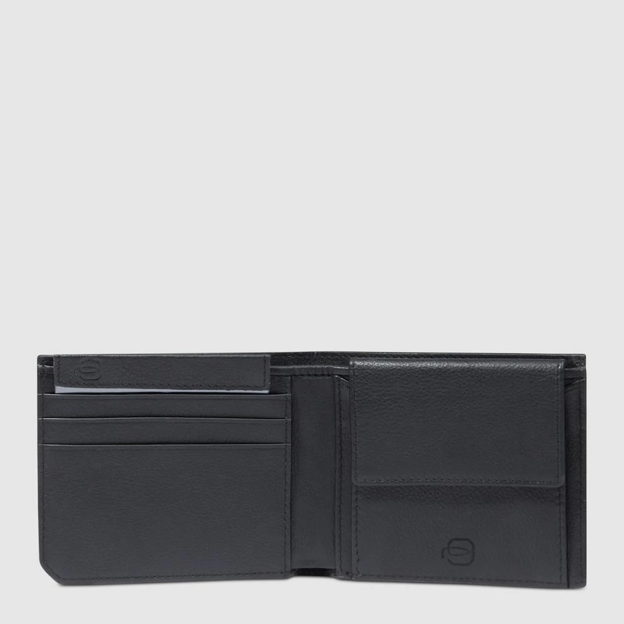 Piquadro Portafogli con portamonete, porta carte di credito, volantino staccabile e protezione RFID