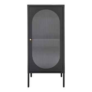 Adelaide Vetrina in Acciaio Nero con Porta in Vetro Rigato