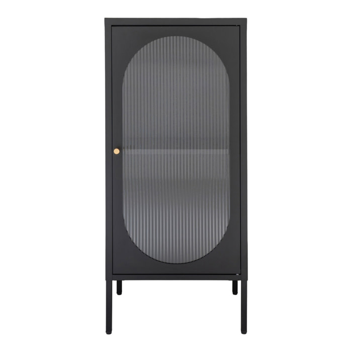 Adelaide Vetrina in Acciaio Nero con Porta in Vetro Rigato